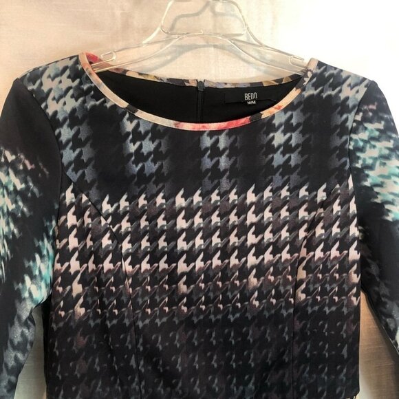 Bedo Bodycon Pencil Fitted Dress Black/Multi Colored Ladies Med - Picture 4 of 13